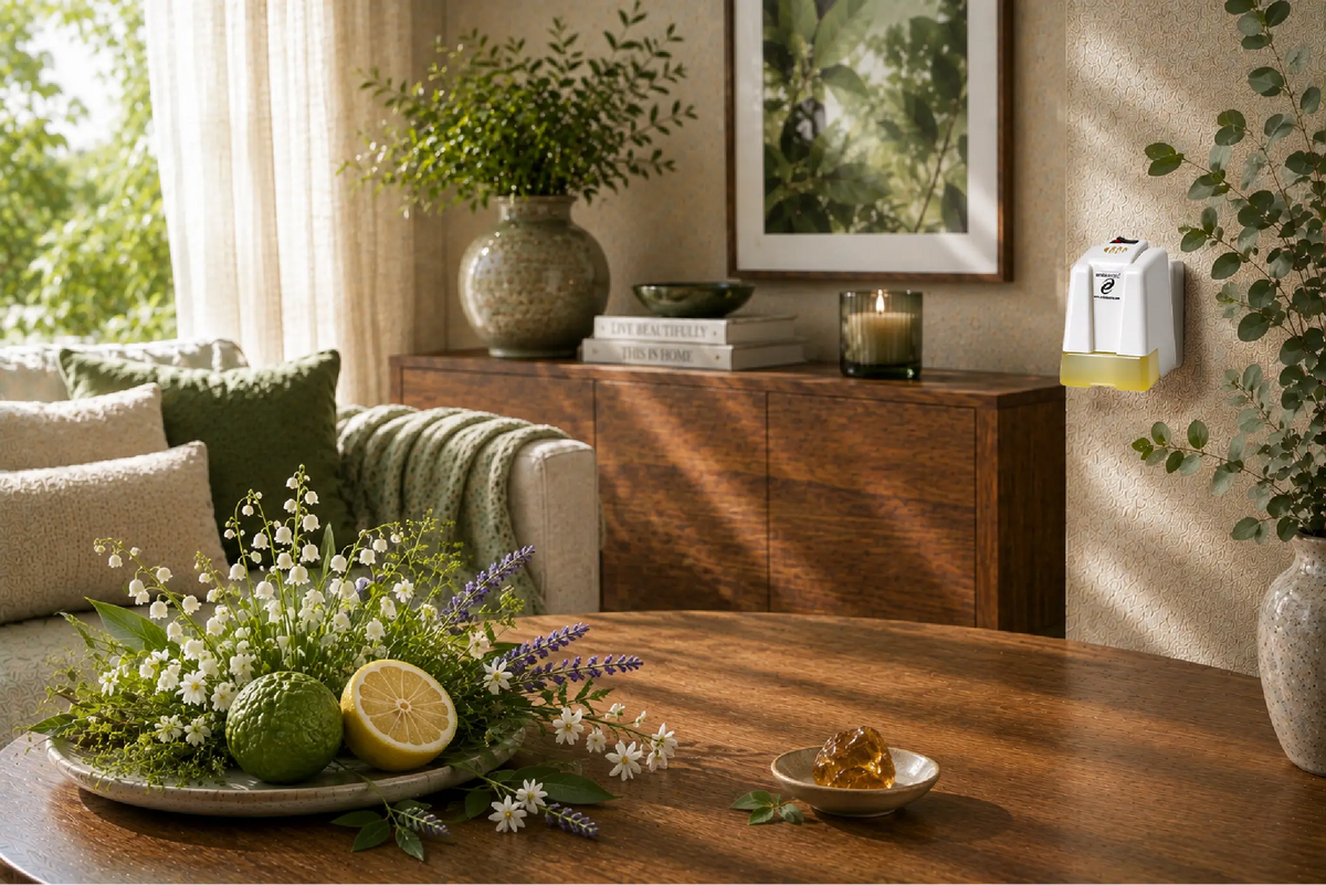 DES huisparfum – frisse citrus en lavendel met warme amber en houttonen Ambielectric