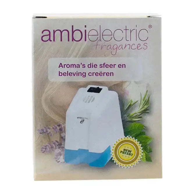 Verpakking van Ambielectric geurverspreider met lavendel en gardenia, geschikt voor Gardenia Navulling – Bloemige Frisse Geur | GeurFris